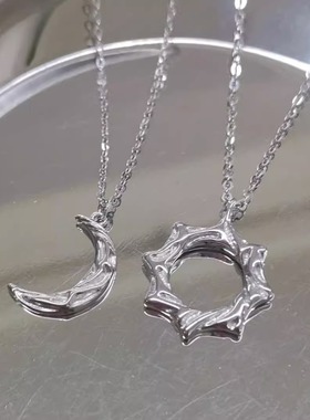 日月情侣项链轻奢小众男女款高级感锁骨链日常百搭七夕送女友礼物