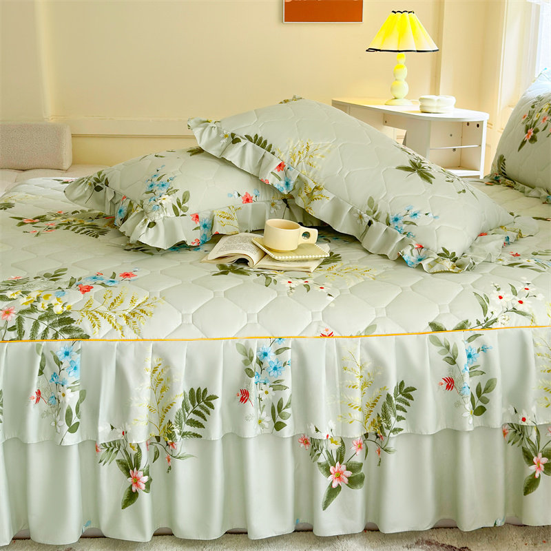 加厚夹棉床裙式1.8米2.0米床罩全棉纯棉席梦思防滑保护套防尘床单,淘宝优惠券,粉丝福利购,淘宝优惠卷