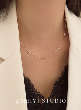 韩系纤细简约圆珠锁骨链潮 高级感锁骨链裸连百搭通勤精致配饰女