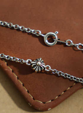 S925十字架锁骨链不掉色百搭做旧细素链无吊坠男女裸链配饰