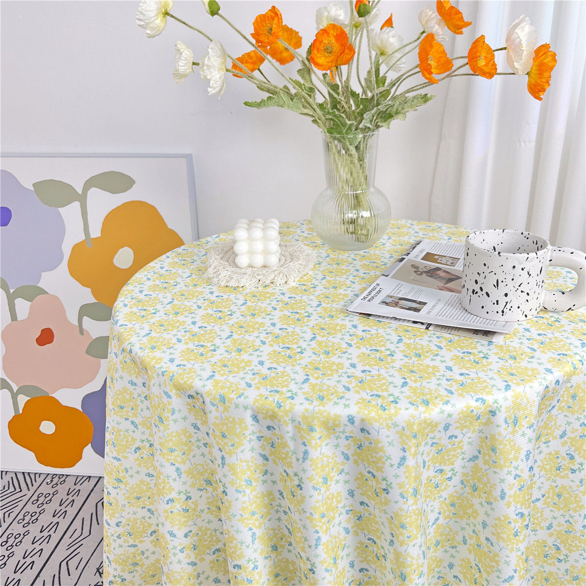 韩式田园ins少女心碎花绒布清新台布高级感长方形餐桌茶几柜盖布,淘宝优惠券,粉丝福利购,淘宝优惠卷