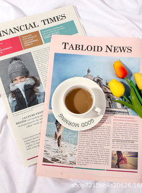 ins粉色报纸旧报纸拍照道具复古英文报纸摄影拍摄纸质道具背景纸