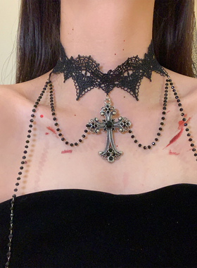 魔道院修女万圣节蕾丝十字架项链
