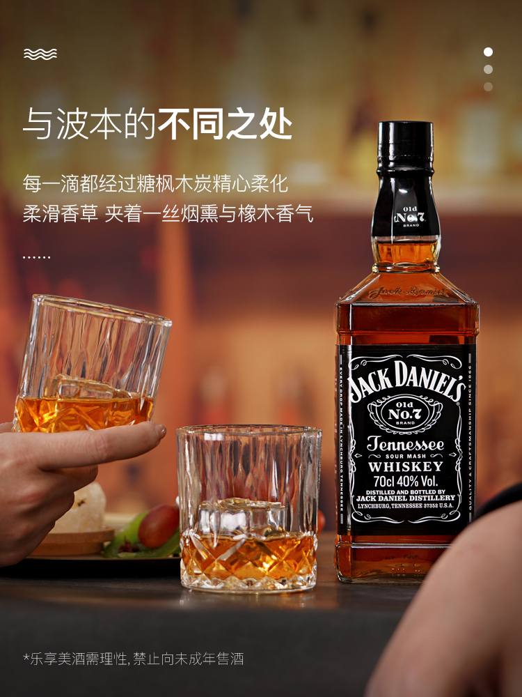 御玖轩  JackDaniel`s 杰克丹尼/蜂蜜/苹果威士忌洋酒组合700ml*2 - 图2