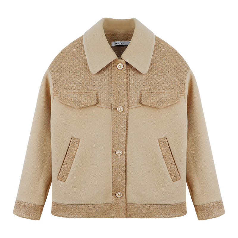 短款2022春季新款韩版宽松毛呢大衣 妍蝶毛呢外套