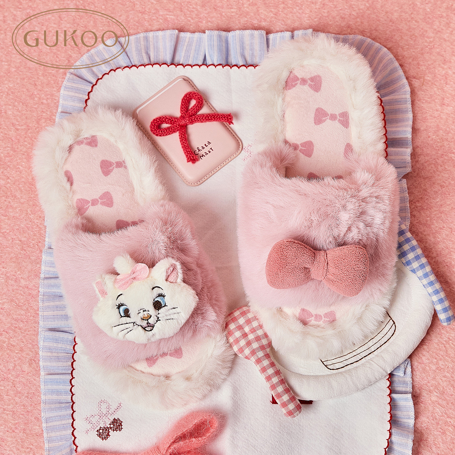 Gukoo/果壳拖鞋女冬季毛绒保暖新款玛丽猫联名女士居家毛毛拖鞋,淘宝优惠券,粉丝福利购,淘宝优惠卷
