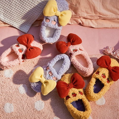 Зимние тапочки, сумка для обуви, удобная обувь для беременных с бантиком, семейный стиль