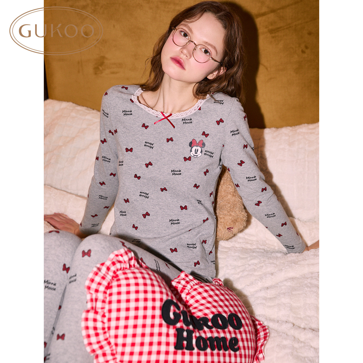 Gukoo/果壳保暖内衣女秋冬本命年迪士尼联名新款女士秋衣秋裤套装,淘宝优惠券,粉丝福利购,淘宝优惠卷