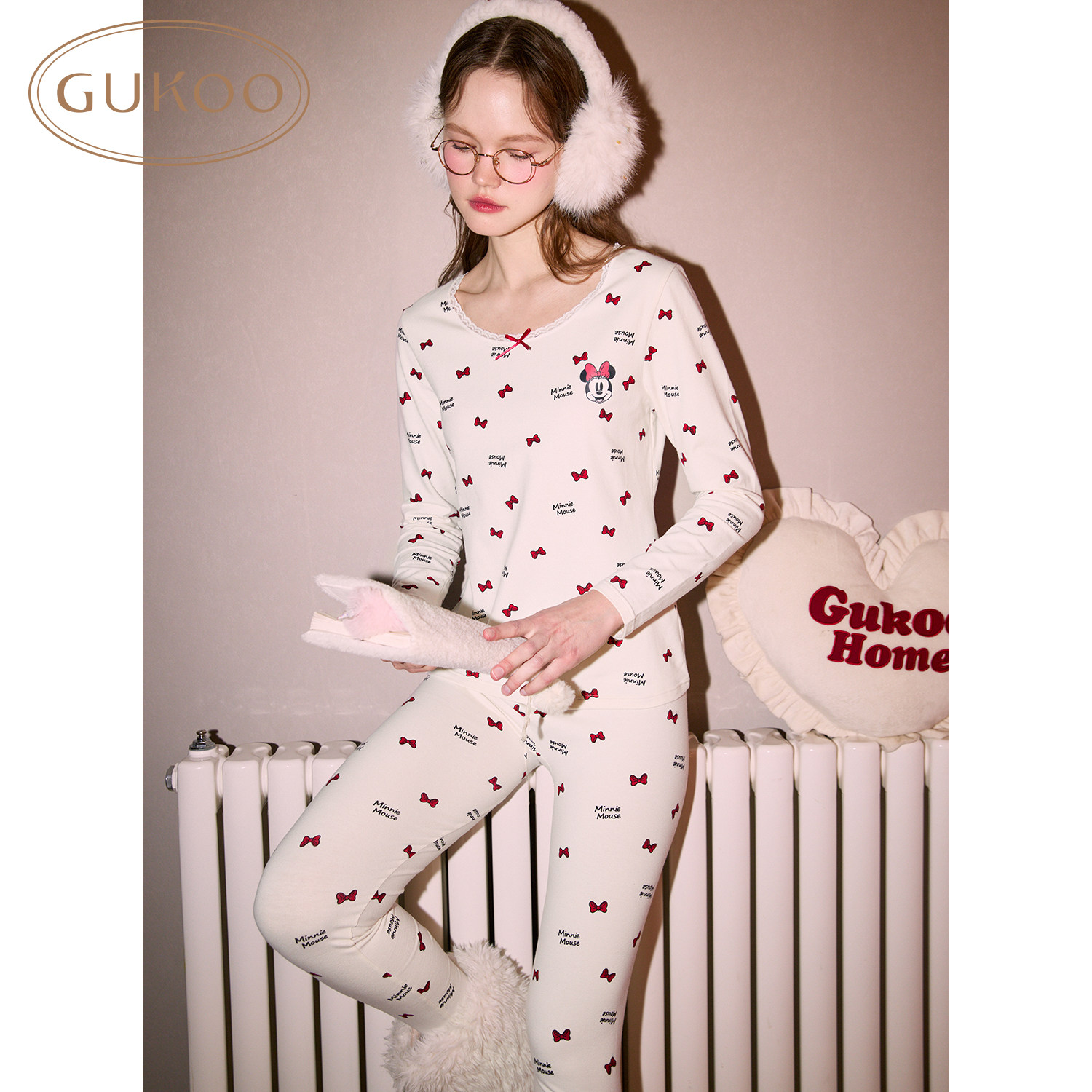 Gukoo/果壳保暖内衣女秋冬本命年迪士尼联名新款女士秋衣秋裤套装,淘宝优惠券,粉丝福利购,淘宝优惠卷