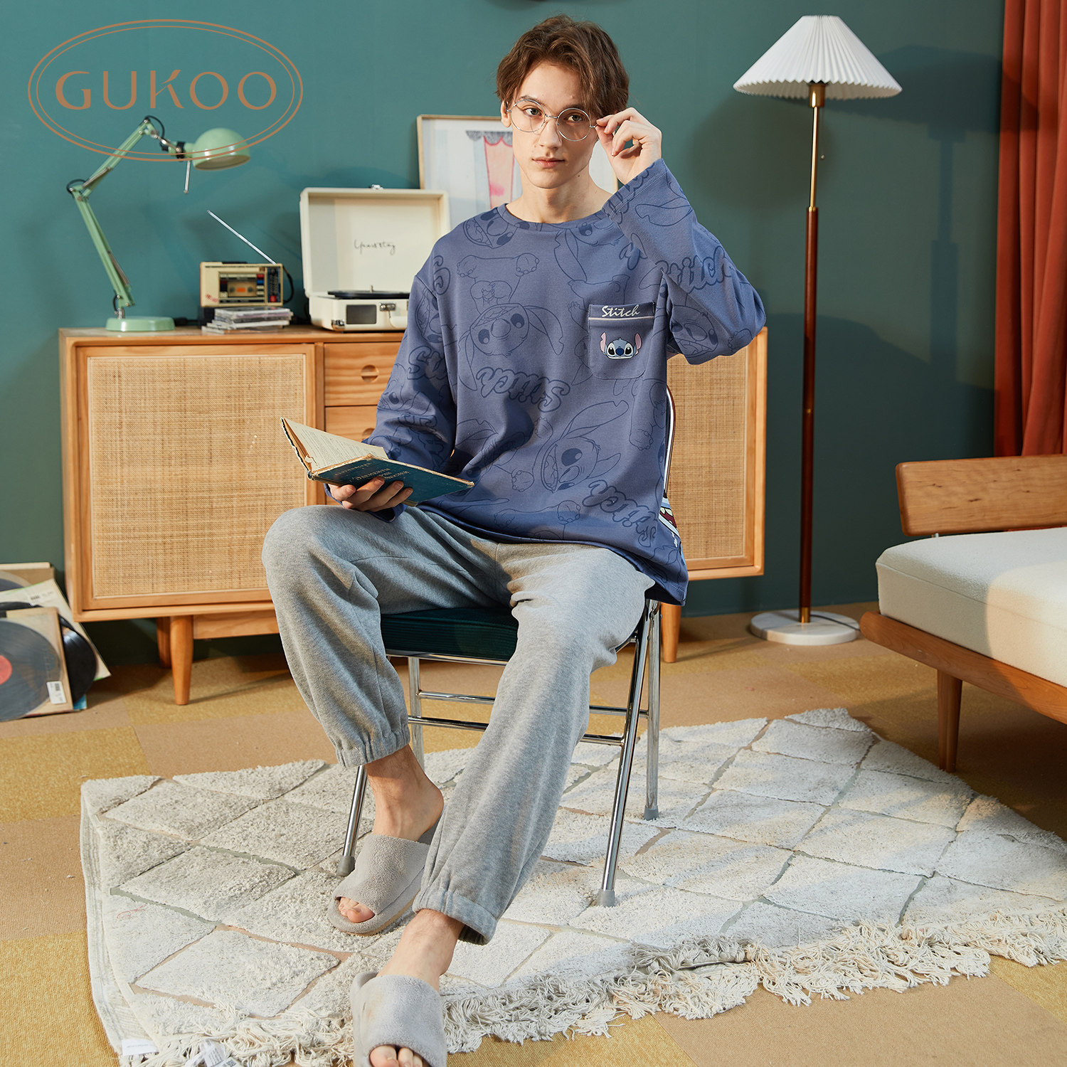 gukoo果壳男生纯棉春秋款男士睡衣 gukoo睡衣/家居服套装