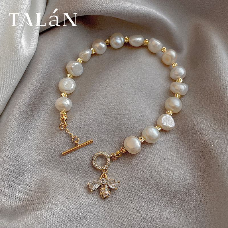 塔兰淡水珍珠精致锆石小蜜蜂手链 塔兰手链