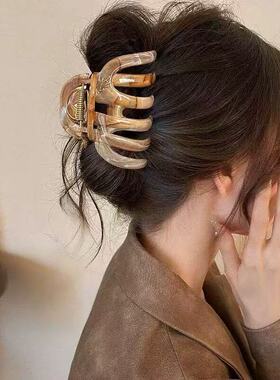 巨能抓~水墨晕染南瓜抓夹女2026款秋冬高端后脑勺发夹鲨鱼夹头饰