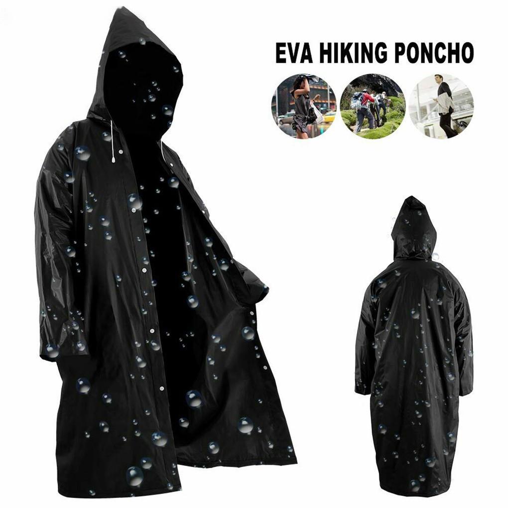 Men Women Raincoat Outdoor Rainwear EVA Cloth Hoodie Long Ra - 图1