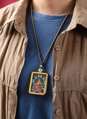 国潮非手绘唐卡项链男女毛衣链