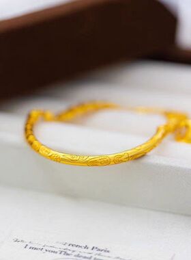 古法金五帝钱手镯女款铜镀金手链