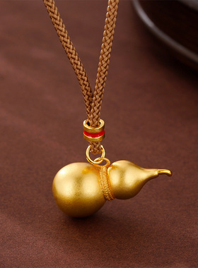 新中式项链金色大葫芦毛衣链男女