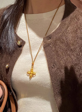 点钻可旋转玫瑰花项链十字金刚杵