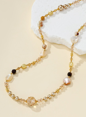 全新多层珍珠欧美长款时尚项链女