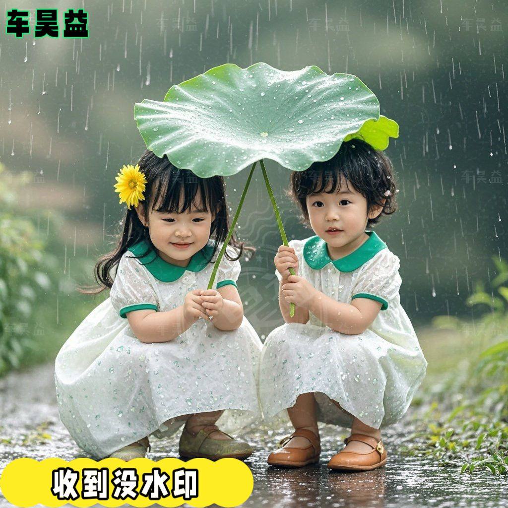 治愈小女孩和小黄鸭雨中嬉戏海报贴画墙面门窗温馨可爱自粘贴纸,淘宝优惠券,粉丝福利购,淘宝优惠卷
