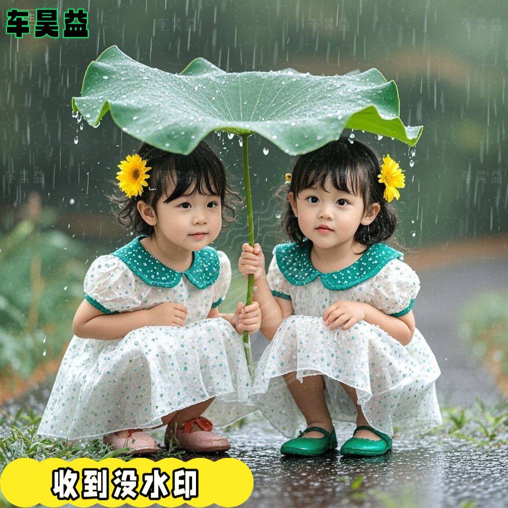 治愈小女孩和小黄鸭雨中嬉戏海报贴画墙面门窗温馨可爱自粘贴纸,淘宝优惠券,粉丝福利购,淘宝优惠卷