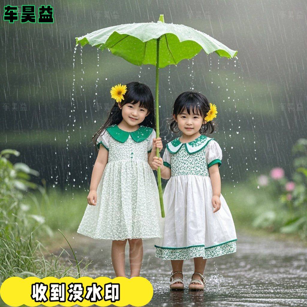 治愈小女孩和小黄鸭雨中嬉戏海报贴画墙面门窗温馨可爱自粘贴纸,淘宝优惠券,粉丝福利购,淘宝优惠卷