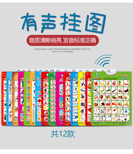 婴幼儿童早教有声挂图全套拼音挂图宝宝识字卡片语音发声挂图玩具 - 图1