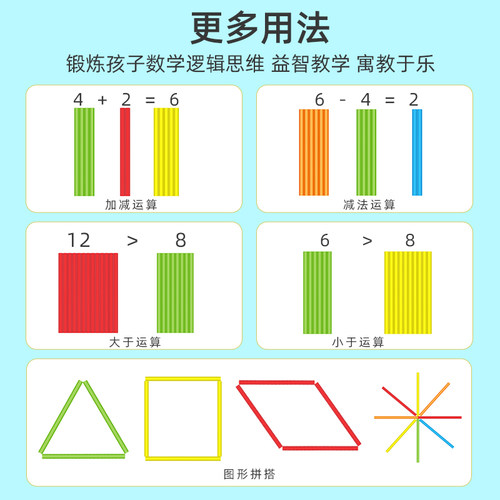 儿童数数棒小学一年级数学教具计算术加减法数学棒竹木制益智玩具 - 图1