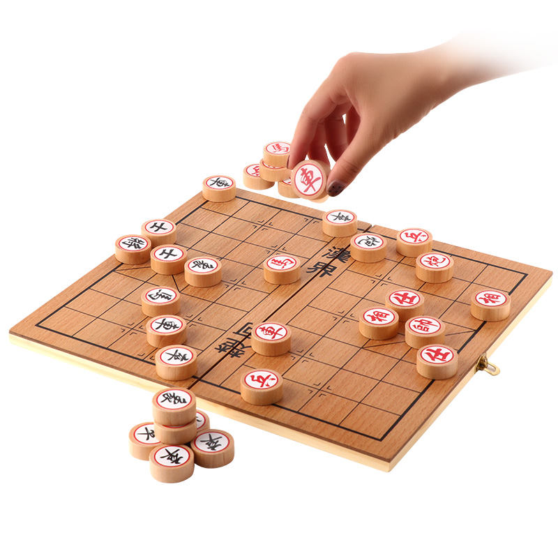 实木中国象棋木质折叠棋盘学生实木大号儿童便携式相棋智力动脑-图3