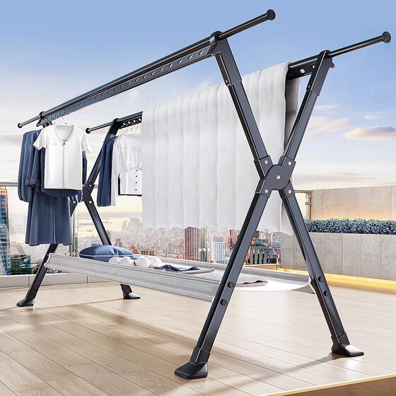 Household clothes drying rack for balcony