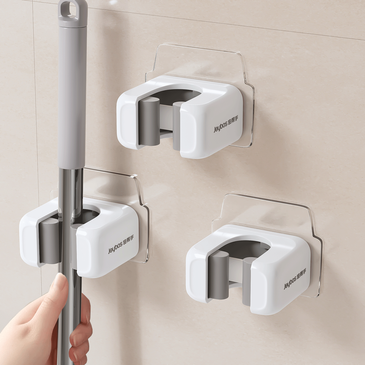 佳帮手拖把壁挂夹免打孔挂钩卫生间浴室墙上扫把收纳置物架拖把夹