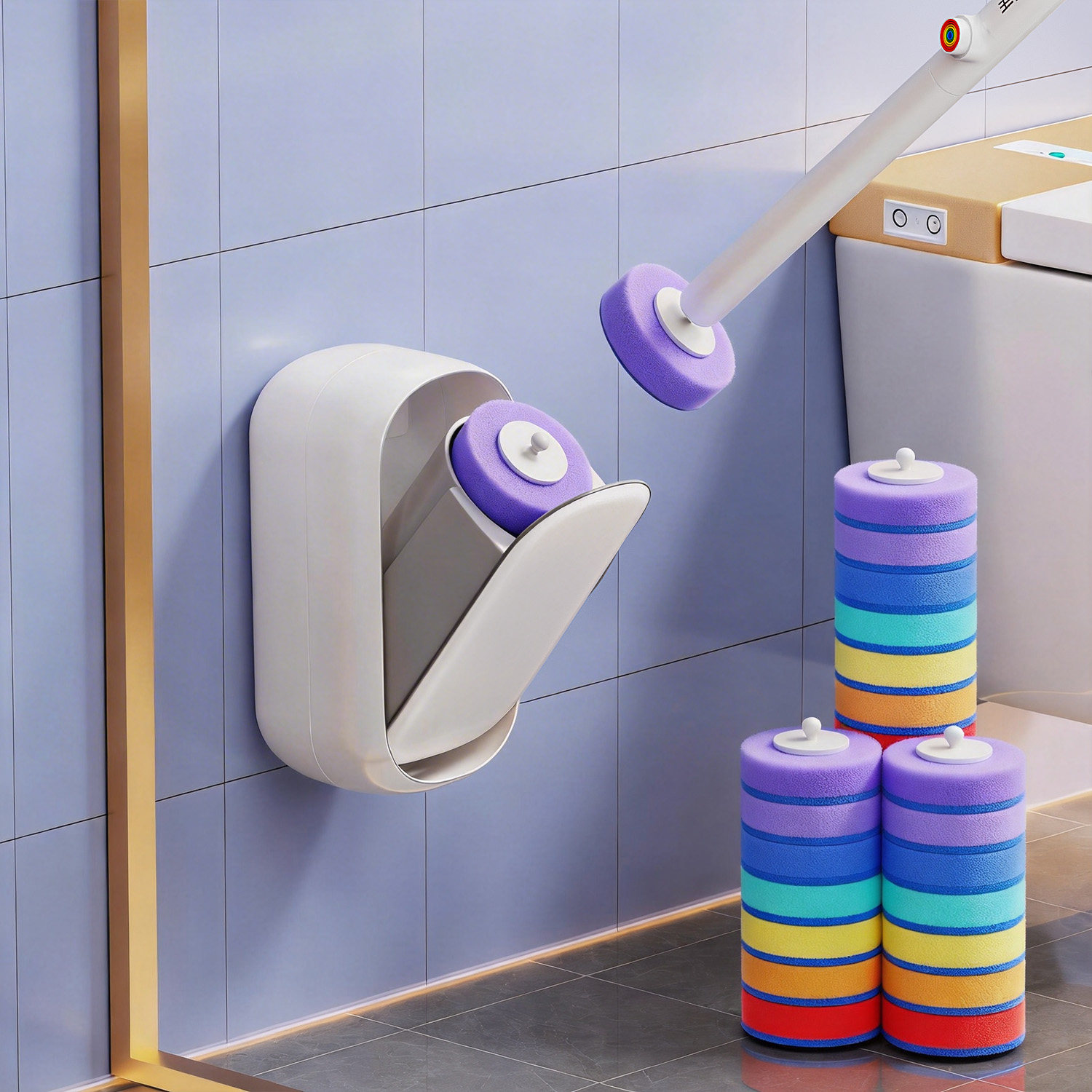 Wall mounted disposable toilet brush