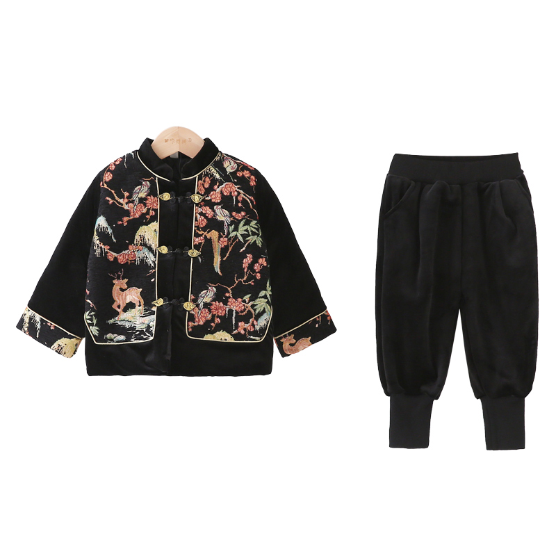 汉服男童冬季宝宝新中式古风唐装礼服男孩加厚古装儿童国风拜年服