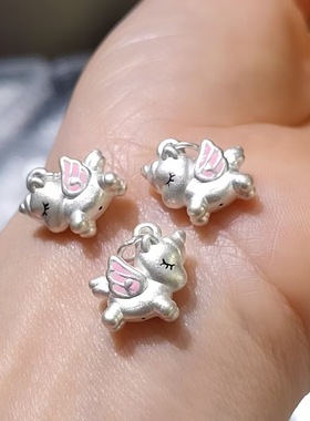 999足银小飞马天马生肖马小马独角兽吊坠项链女纯银手绳手链挂件