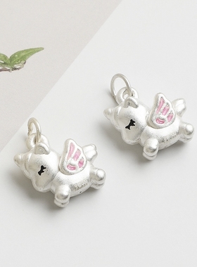 足银999可爱纯银独角兽天使天马生肖马小马吊坠项链手绳挂件配件