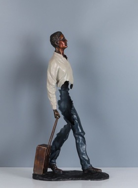 铜雕塑隐形人旅行者拉杆箱铜像摆件家居欧式装饰礼品玄关书房客厅