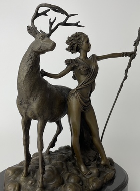 铜雕塑狩猎女神摆件装饰
