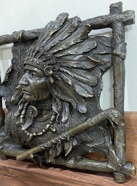 印第安人铜雕艺术雕塑人物铜浮雕