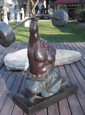 东方大力士举重人物古典风工艺品