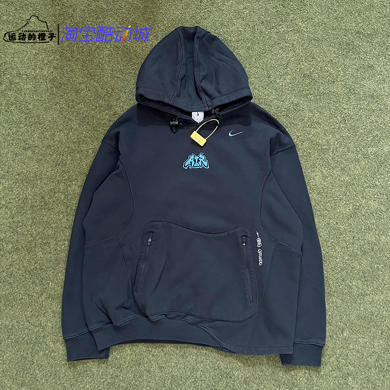 Nike耐克 x Off-White联名ow刺绣运动休闲加绒连帽卫衣DN1760-010 - 图0