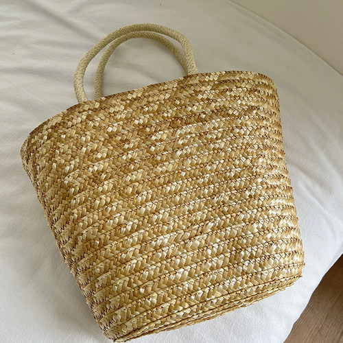 2026新款麦杆手工编织包包女夏季海边度假大容量草编包手提单肩包 - 图3