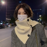 Шерстяной шарф, демисезонный универсальный фальшивый воротник, трикотажный шарф-платок для отдыха, с защитой шеи