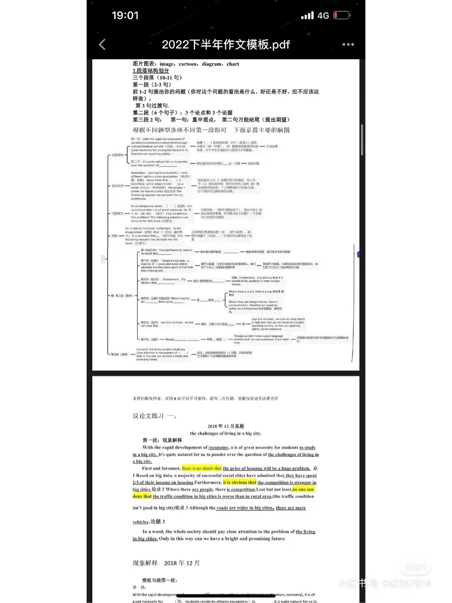 24上我是瑞思拜四级 四六级模板讲义全套资料 我是瑞思拜作文模板