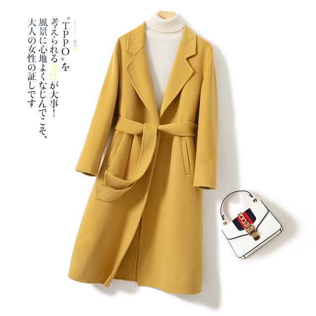 Fashionable slim double-sided cashmere coat with suit collar