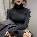 Трикотажный демисезонный однотонный свитер, облегающий крой, в западном стиле