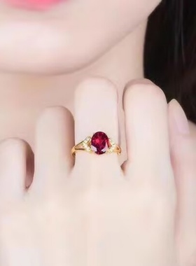 2025新款沙金戒指女宝石光面女戒