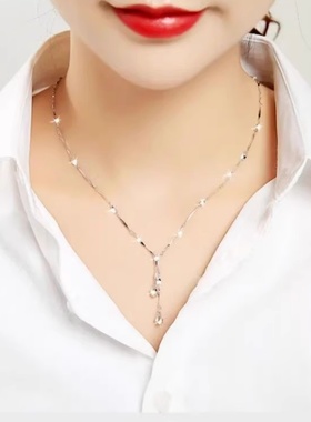 时尚项链玫瑰金锁骨链四叶草吊坠