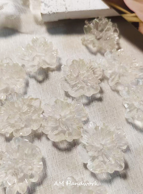 裂纹晕染花山茶花junkjournal手工制作diy树脂花饰品奶油胶材料