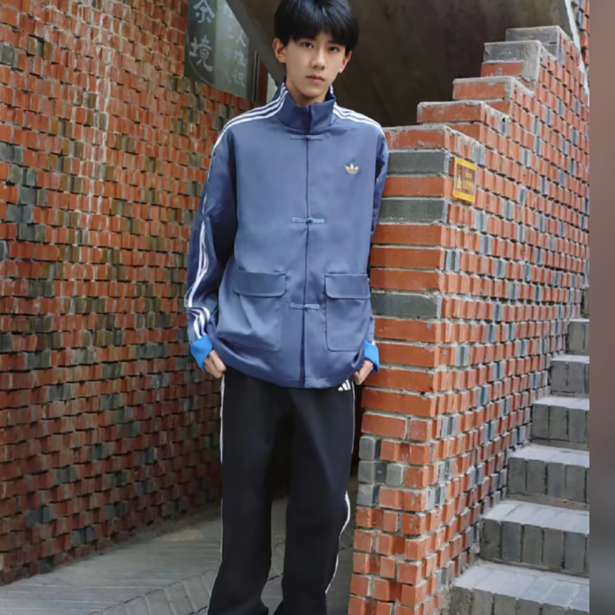 阿迪达斯三叶草大童新中式盘扣国风三条纹OVERSIZE宽松外套JM9180,淘宝优惠券,粉丝福利购,淘宝优惠卷