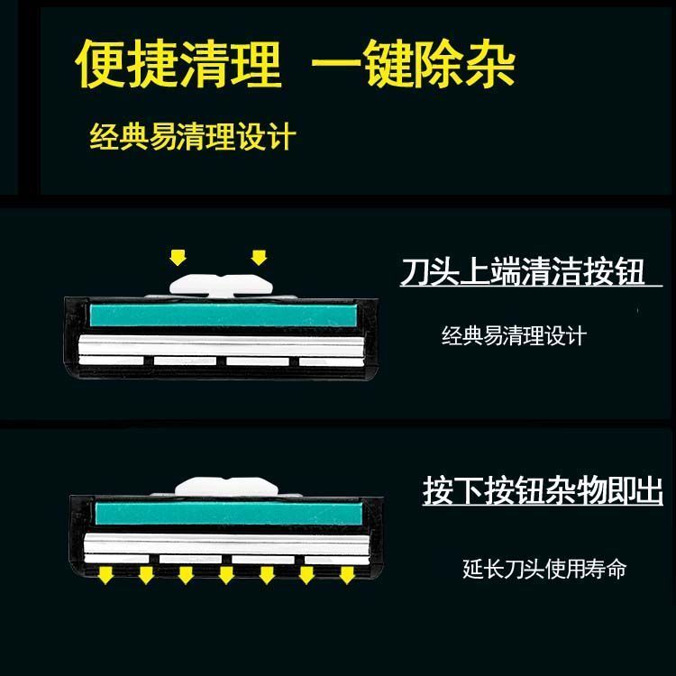 吉利莱剃须刀 德国手动刮胡刀刀片老式胡子刀2层刀头剃须刀片剃毛