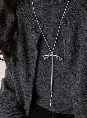 甜美简约抽拉蝴蝶结项链女